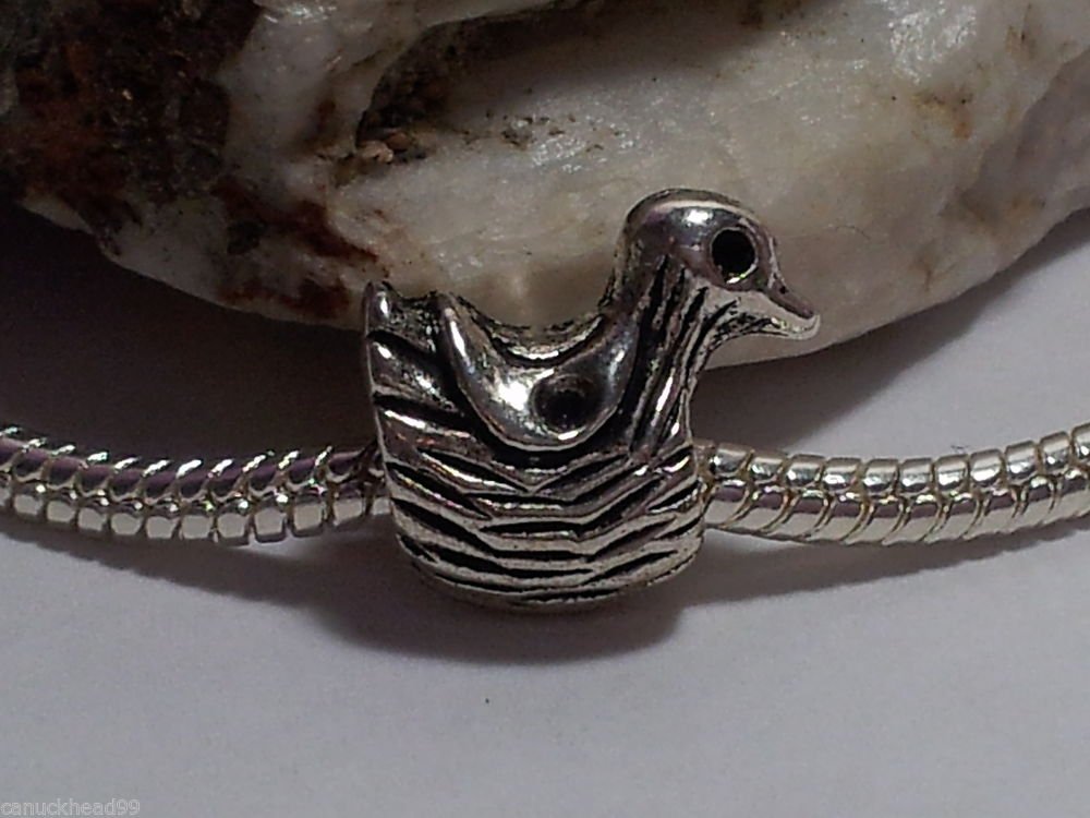 1pc Tibetan Silver Chicken Bird Animal Spacer Large Hole European Bead Charm