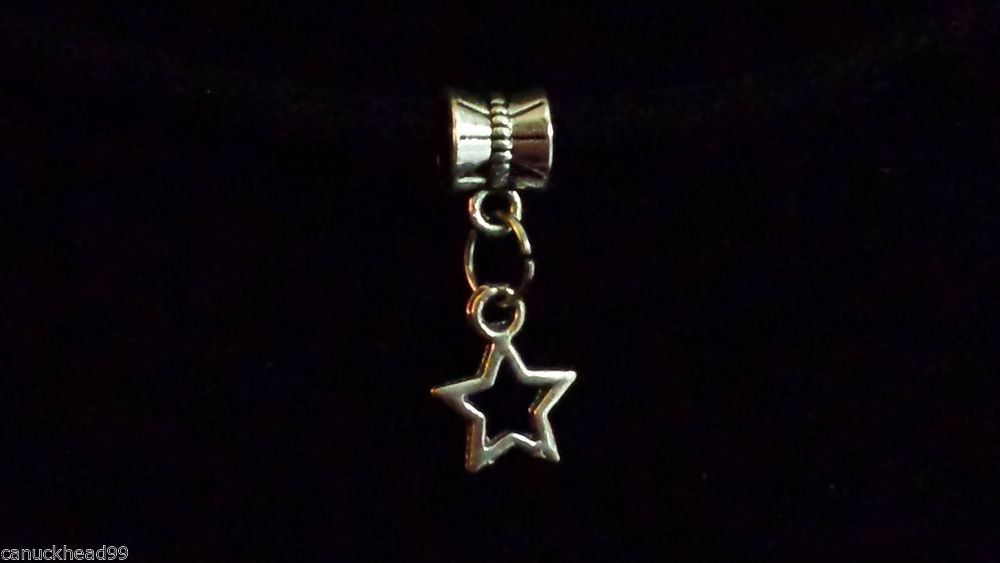 1pc Silver Tone Charm Dangle Spacer Large Hole Bead European Bracelet Star 2