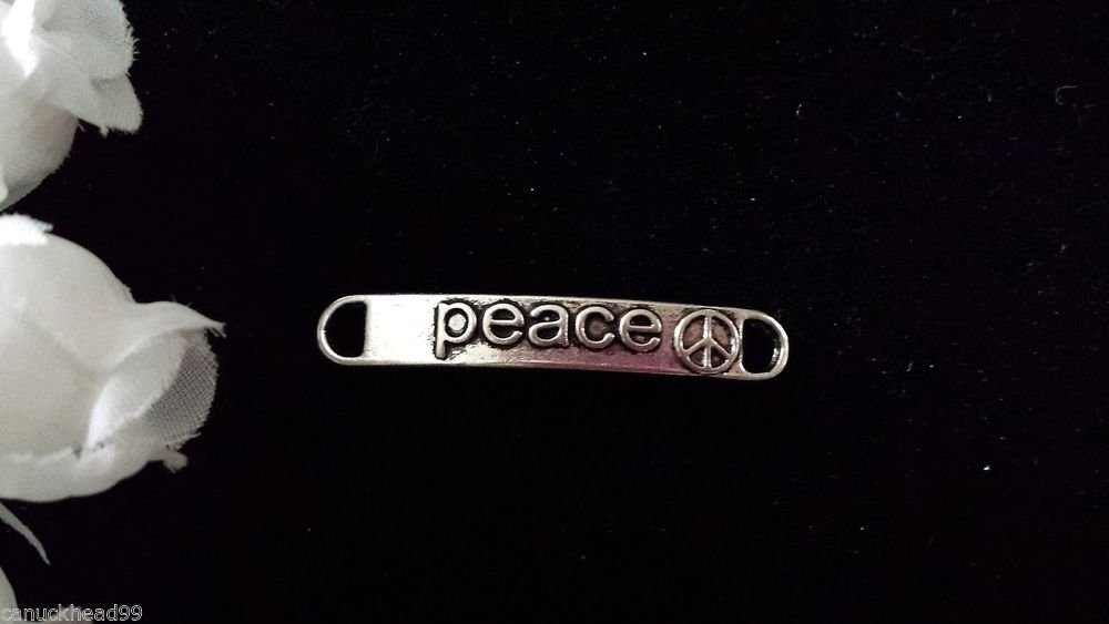 8pcs Tibetan Silver Metal Alloy Charm Charms Pendant Link Peace 39x6mm