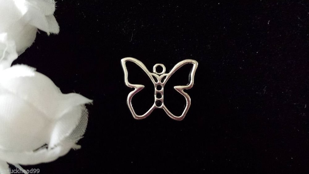 12pcs Tibetan Silver Metal Alloy Charm Charms Pendant Hollow Butterfly 16x19mm