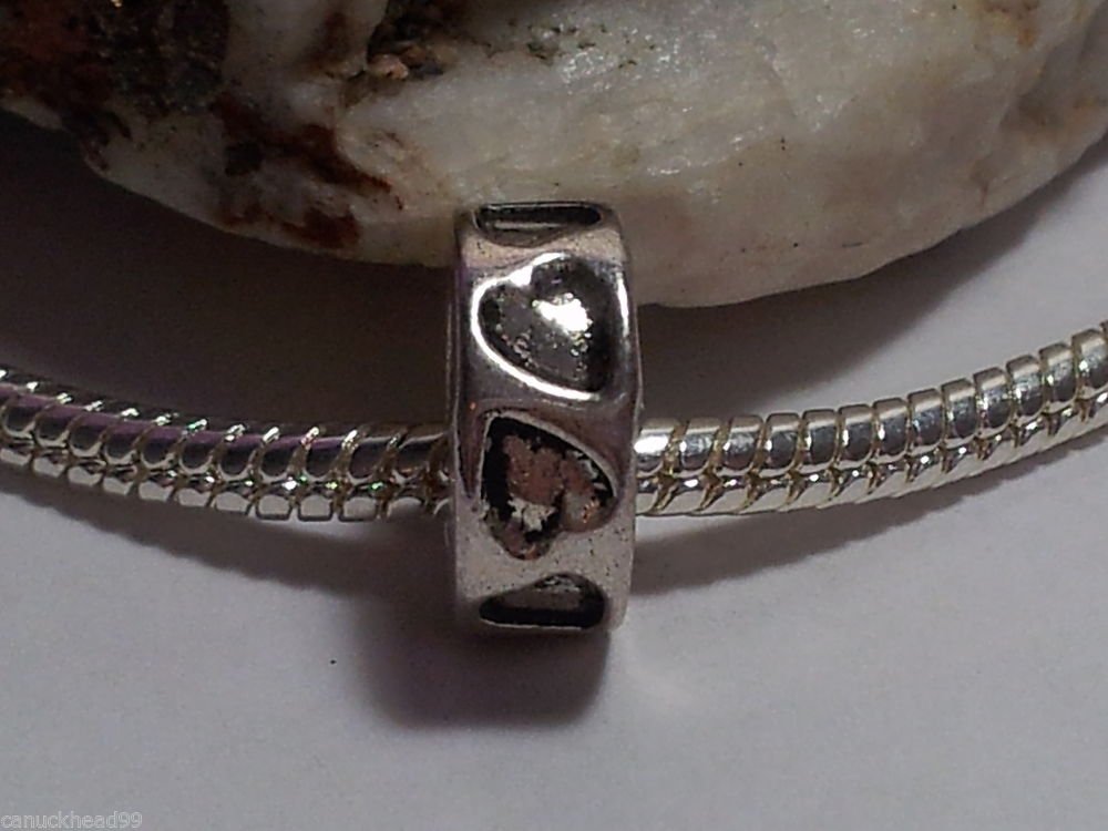 1pc Tibetan Silver Hearts Stamped Ring Spacer Large Hole European Bead Charm
