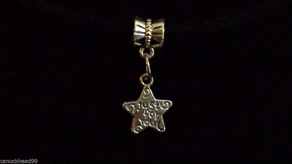 1pc Silver Tone Charm Dangle Spacer Large Hole Bead European Bracelet Star
