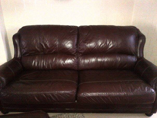 3 Piece Suite - Brown Wade Leather