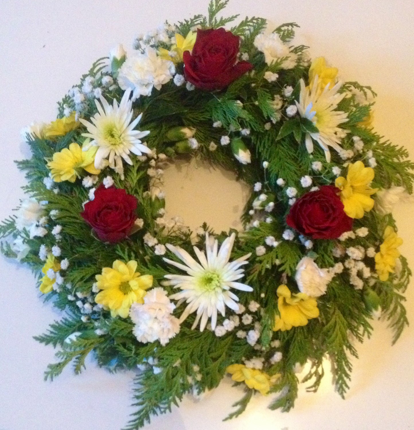 Loose mixed flower wreath