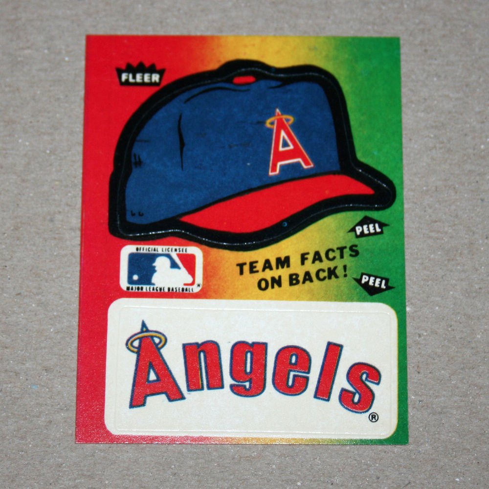 1984 FLEER BASEBALL - California Angels Team Logo & Hat Sticker Card