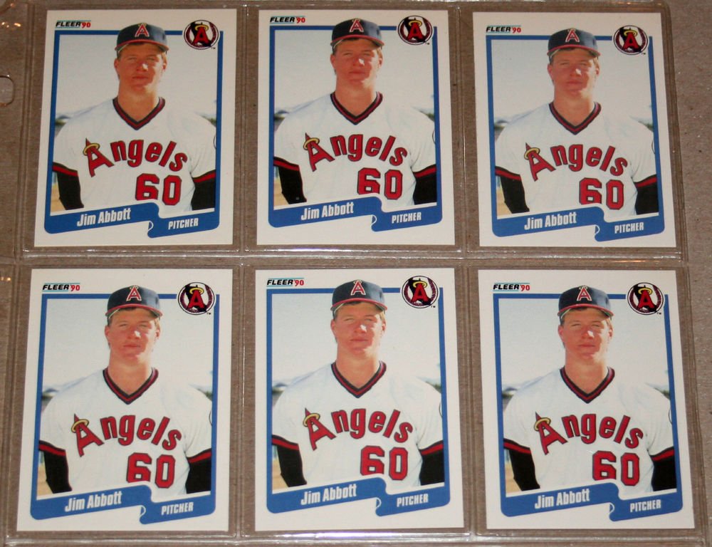 Lot of (6) 1990 FLEER BASEBALL - Jim Abbott Cards