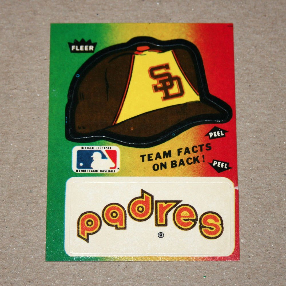 1984 FLEER BASEBALL - San Diego Padres Team Logo & Hat Sticker Card