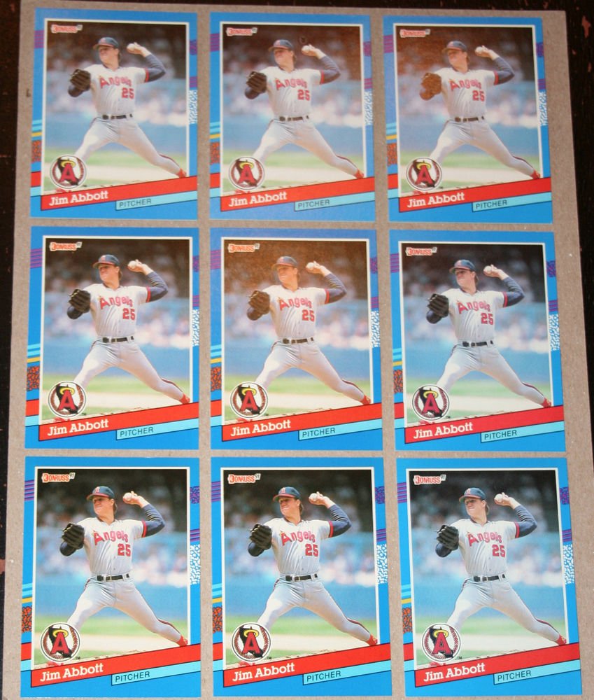 Lot of (9) 1991 DONRUSS BASEBALL - Jim Abbott Cards