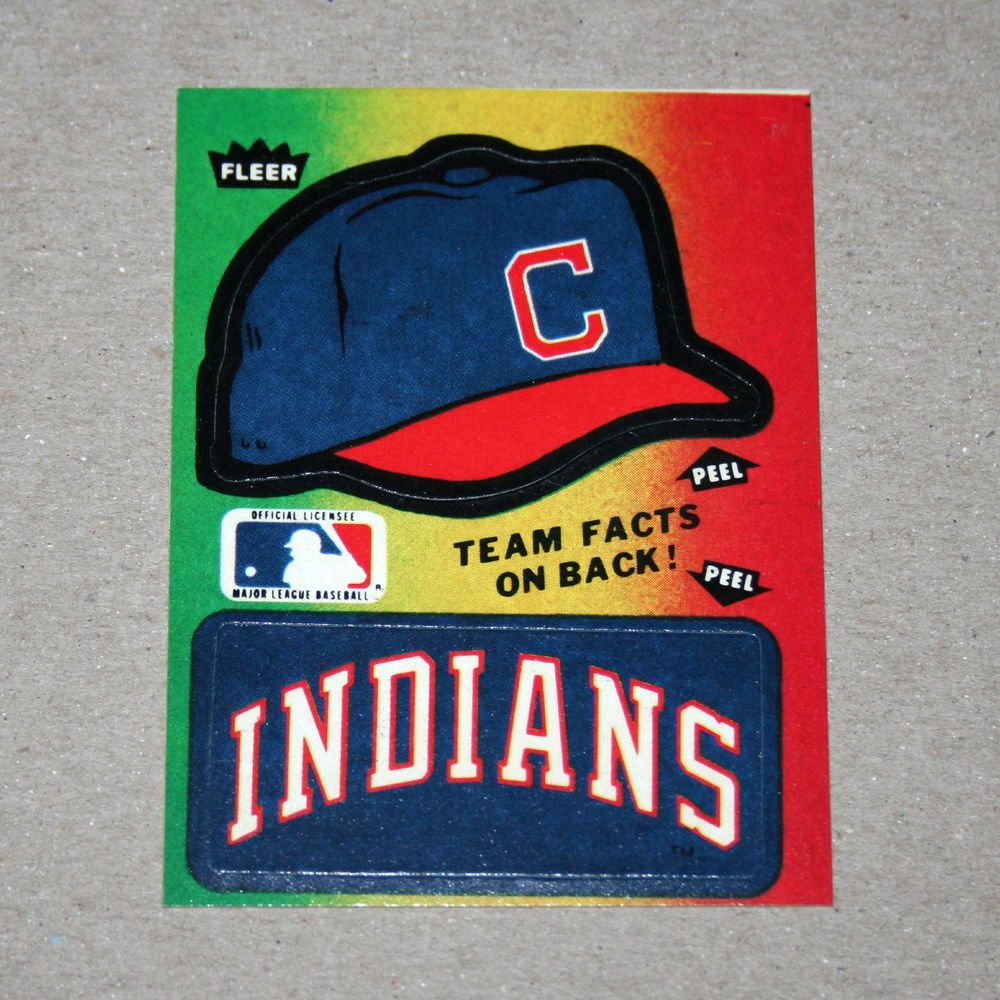 1984 FLEER BASEBALL - Cleveland Indians Team Logo & Hat Sticker Card