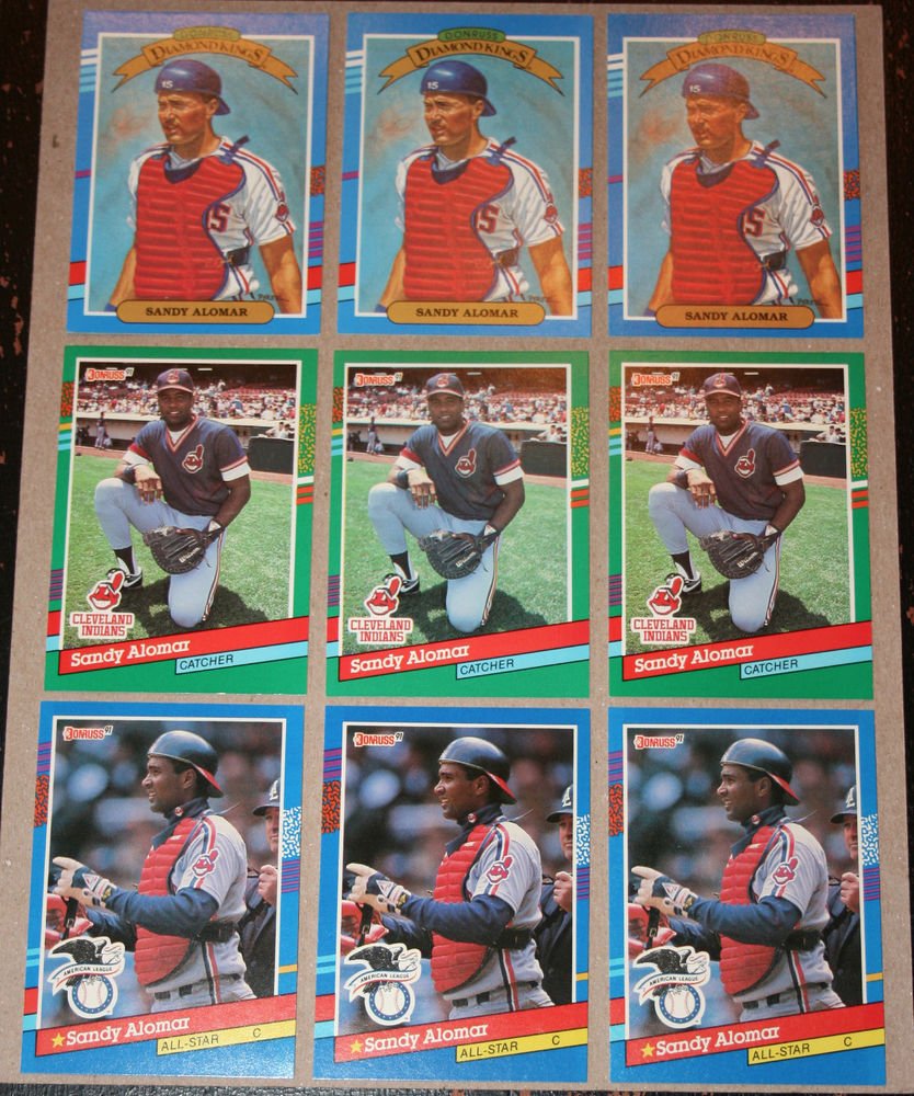 Lot of (9) 1991 DONRUSS BASEBALL - Sandy Alomar Jr. Baseball Cards