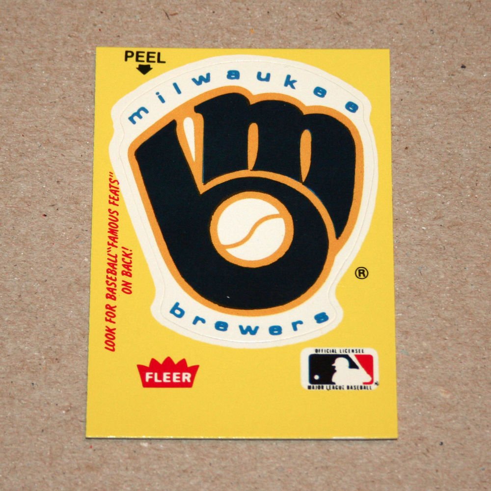 1986 FLEER BASEBALL - Milwaukee Brewers Team Logo Yellow Sticker Card