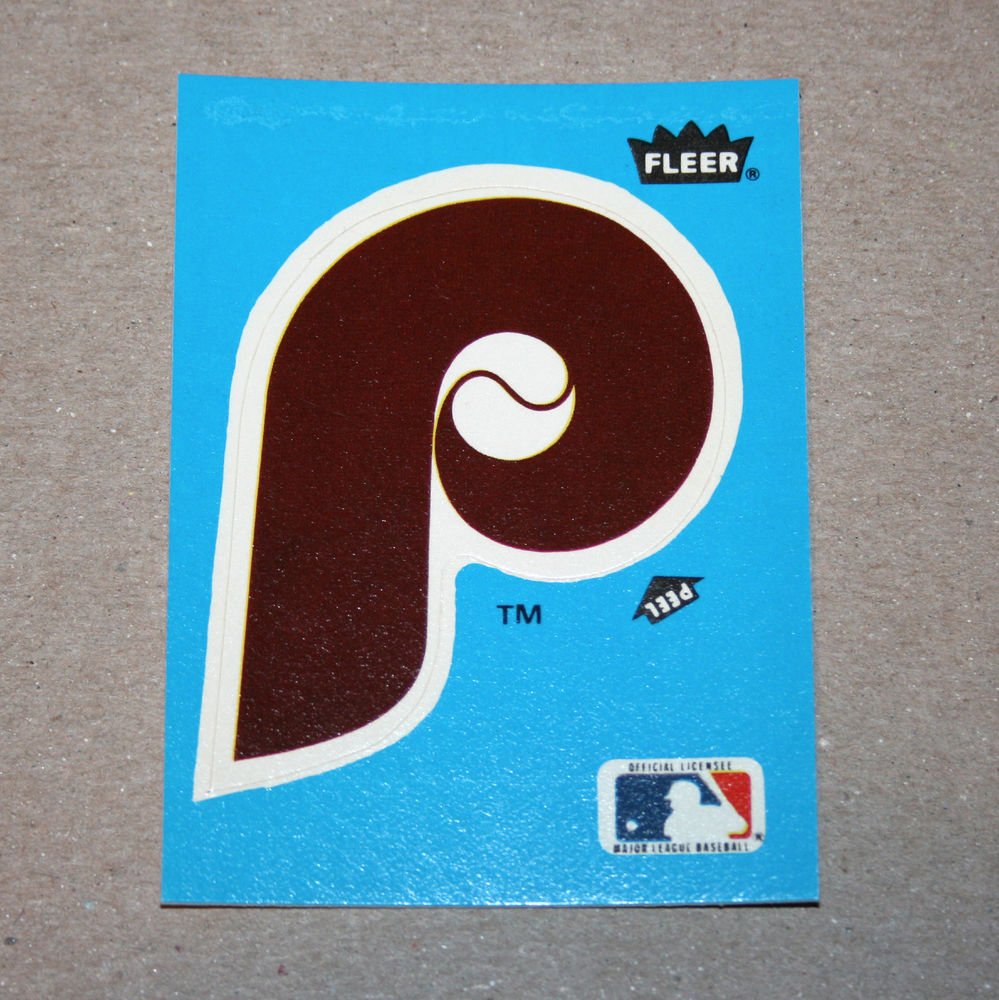 1985 FLEER BASEBALL - Philadelphia Phillies Team Logo Blue Sticker Card