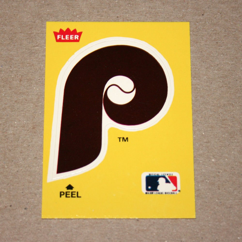 1986 FLEER BASEBALL - Philadelphia Phillies Team Logo Yellow Sticker Card