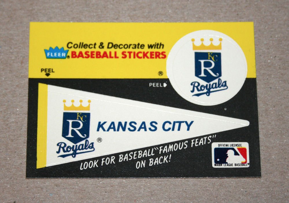 1986 FLEER BASEBALL - Kansas City Royals Team Logo & Pennant Sticker Card