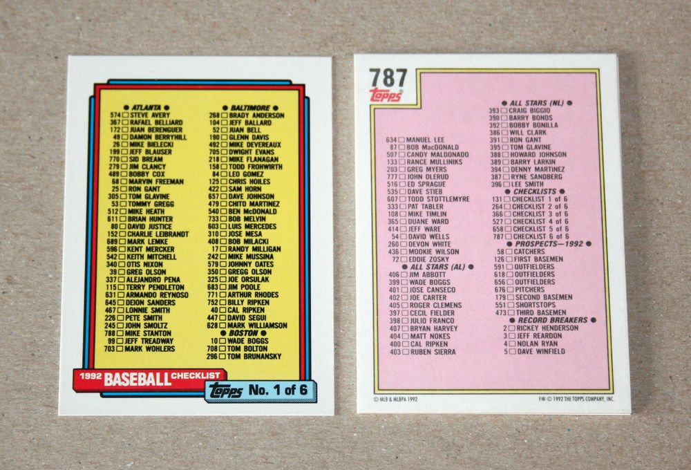 1992 TOPPS BASEBALL - Checklist Set + Traded Series