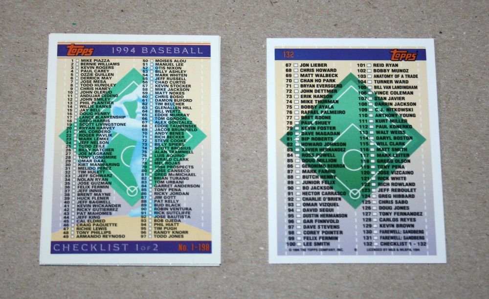 1994 TOPPS BASEBALL - Checklist Set + Traded Series