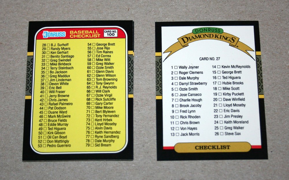 1987 DONRUSS BASEBALL - Checklist Set