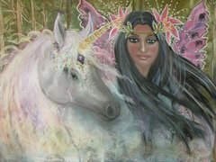 Unicorn Faery 24 x 16 FINE ART CANVAS FRAMED PRINT