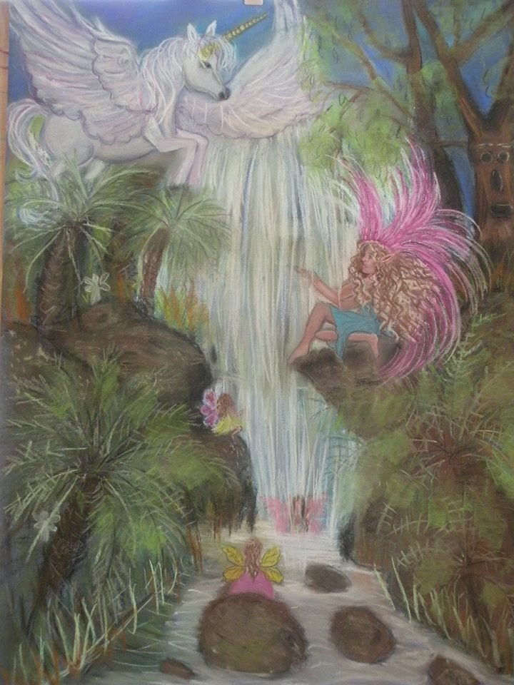 Unicorn Waterfall 24 x 16 FINE ART CANVAS FRAMED PRINT