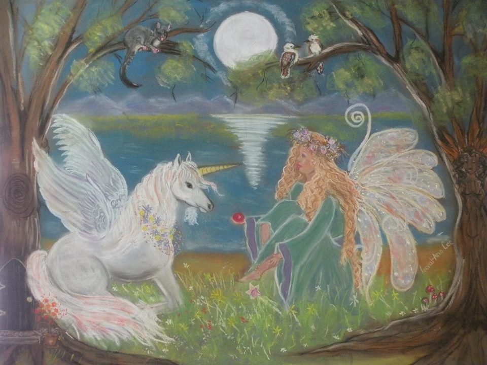Unicorn Maiden 24 x 16 FINE ART CANVAS FRAMED PRINT