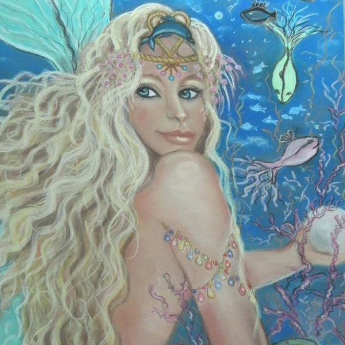 Mermaid Two 24 x 16 FINE ART CANVAS FRAMED PRINT