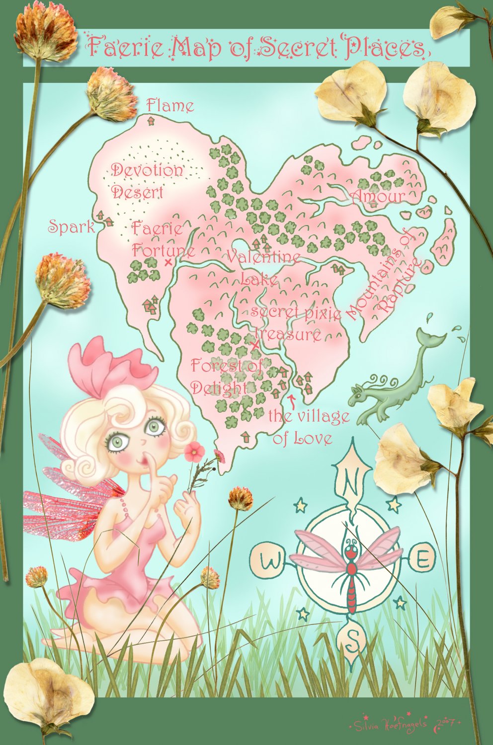 Heart Map 24 X 16 FINE ART CANVAS FRAMED PRINT