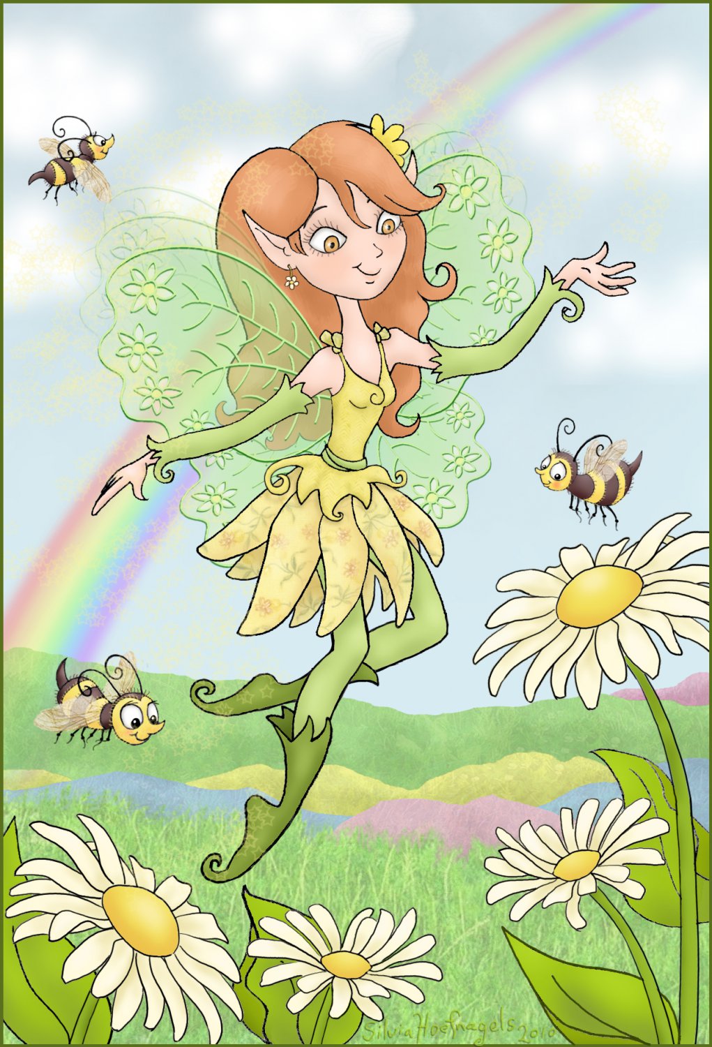 Daisy 24 X 16 FINE ART CANVAS FRAMED PRINT