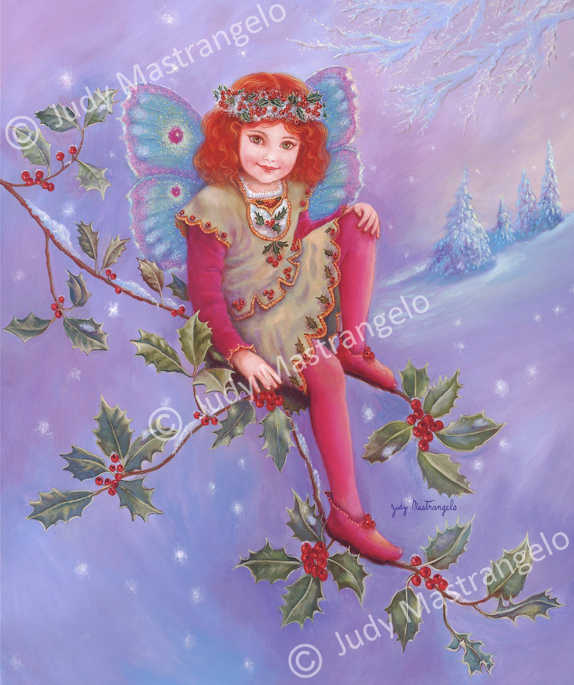 Holly Fairy" 12 X 8 FINE ART CANVAS FRAMED PRINT