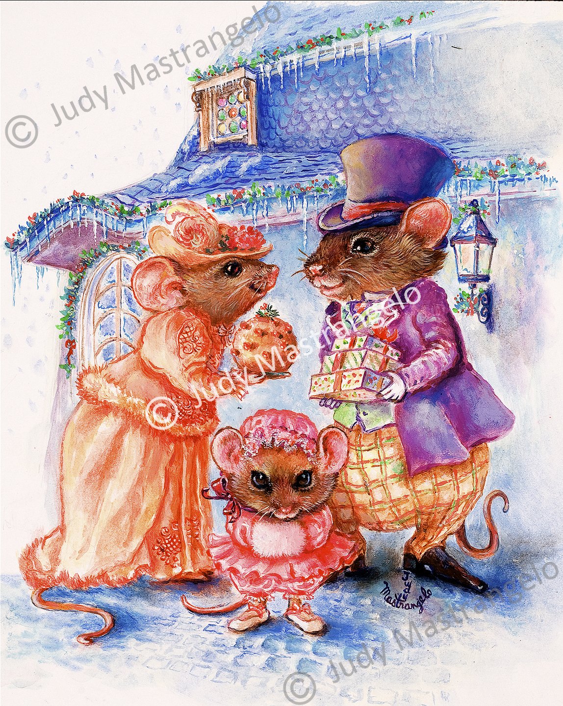 Mouse Christmas Gifts 12 X 8 FINE ART CANVAS FRAMED PRINT