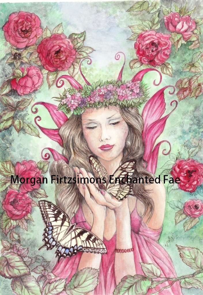 Butterfly Kisses Peony and Swallowtail Flowers 24 x 16 CANVAS FRAMED PRINT