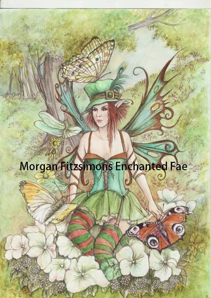 Butterfly Kisses Shades of Green" 24 x 16 CANVAS FRAMED PRINT