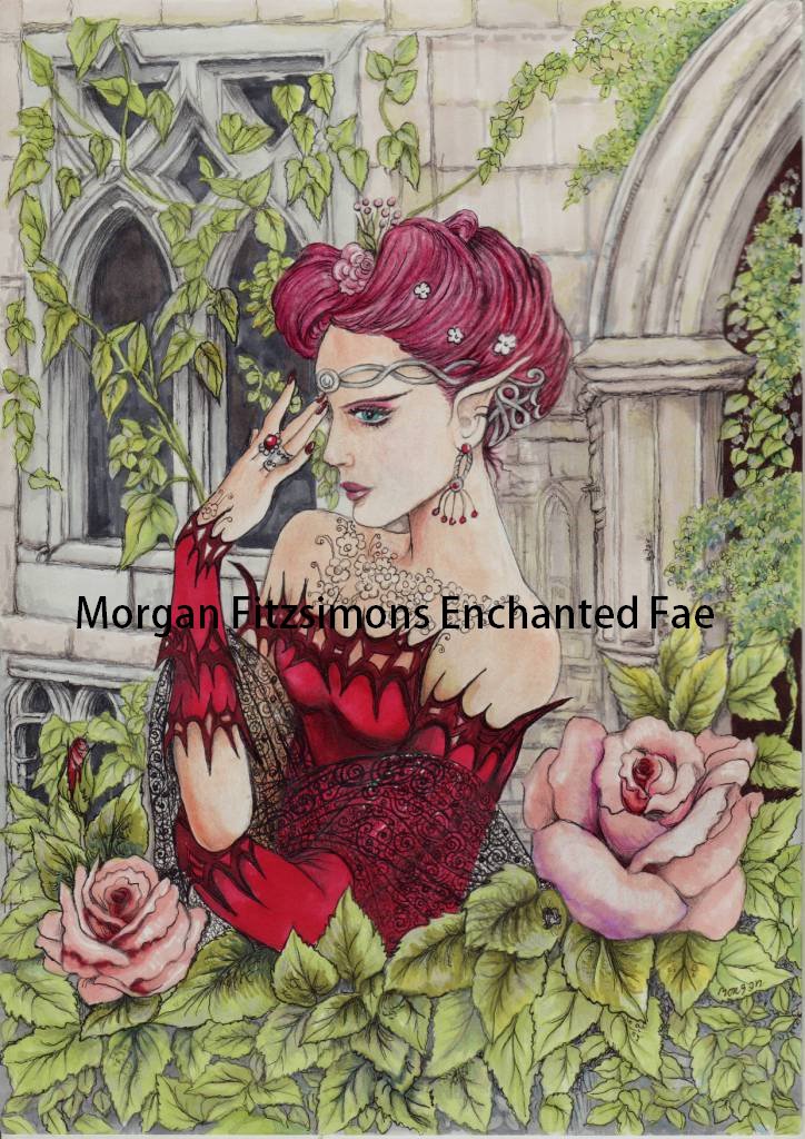 Elf Enchantress in The Roses 24 x 16 CANVAS FRAMED PRINT