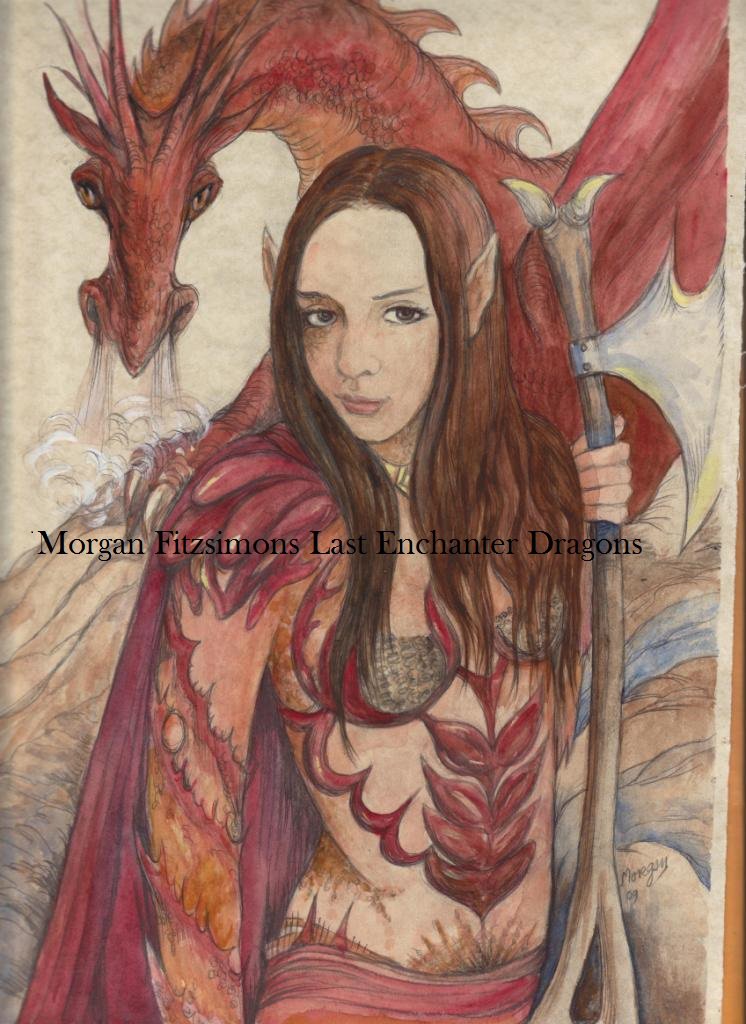 Kestia with Red Dragon 24 x 16 FINE ART CANVAS FRAMED PRINT