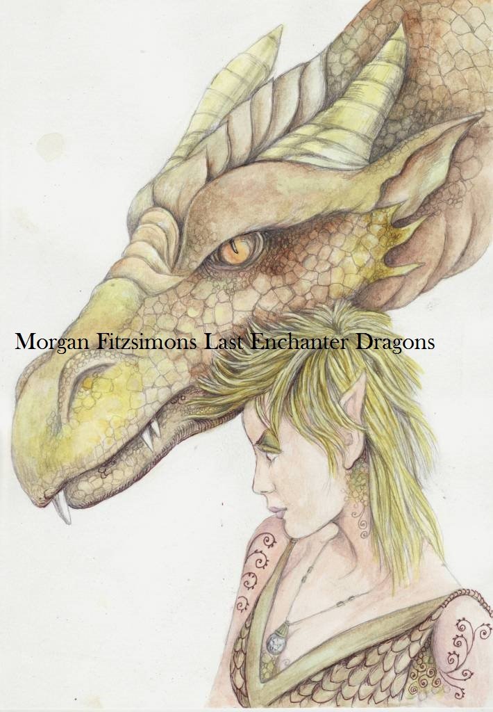 Baby Earth and Dragon Minder 24 x 16 FINE ART CANVAS FRAMED PRINT