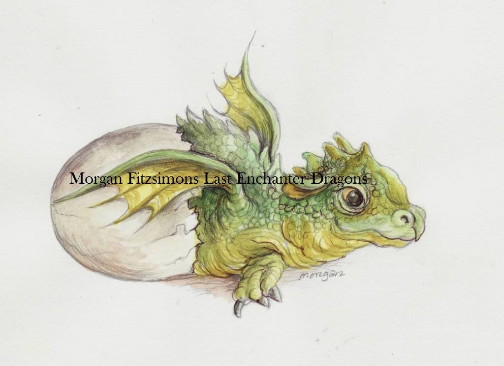 Baby Green Dragon 12 x 8 FINE ART CANVAS FRAMED PRINT