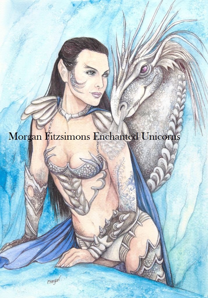 White Queen with Dragon 24 x 16 FINE ART CANVAS FRAMED PRINT
