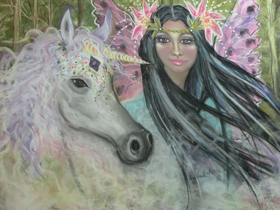 Unicorn Dreaming 24 x 16 FINE ART CANVAS FRAMED PRINT