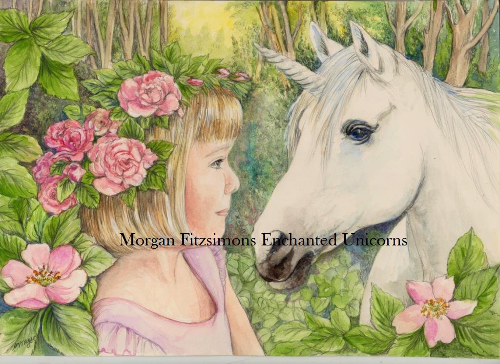 Fairy Child with Unicorn 24 x 16 FINE ART CANVAS FRAMED PRINT