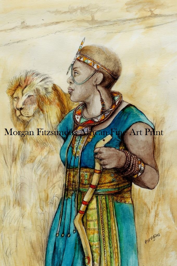 African Maasai 24 x 16 FINE ART CANVAS FRAMED PRINT