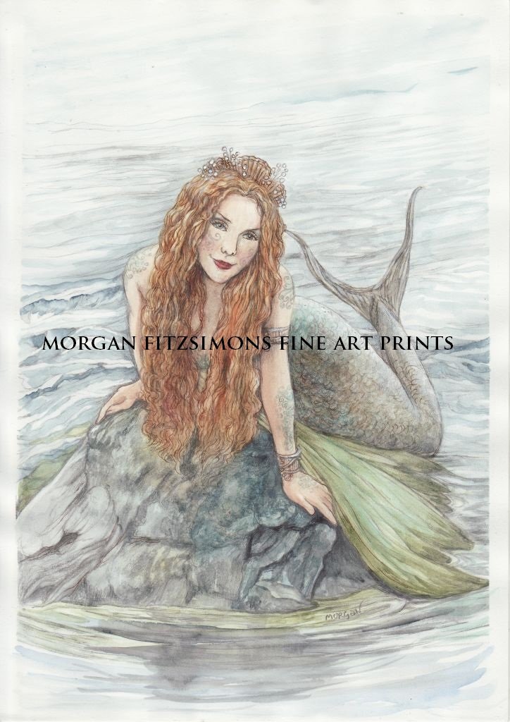 Mermaid 24 x 16 FINE ART CANVAS FRAMED PRINT