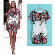 Short Sleeve Floral Pattern Dress Celebrity Design