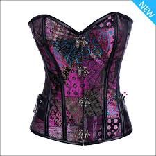 strapless bustier corset purple top wear steel boned punk