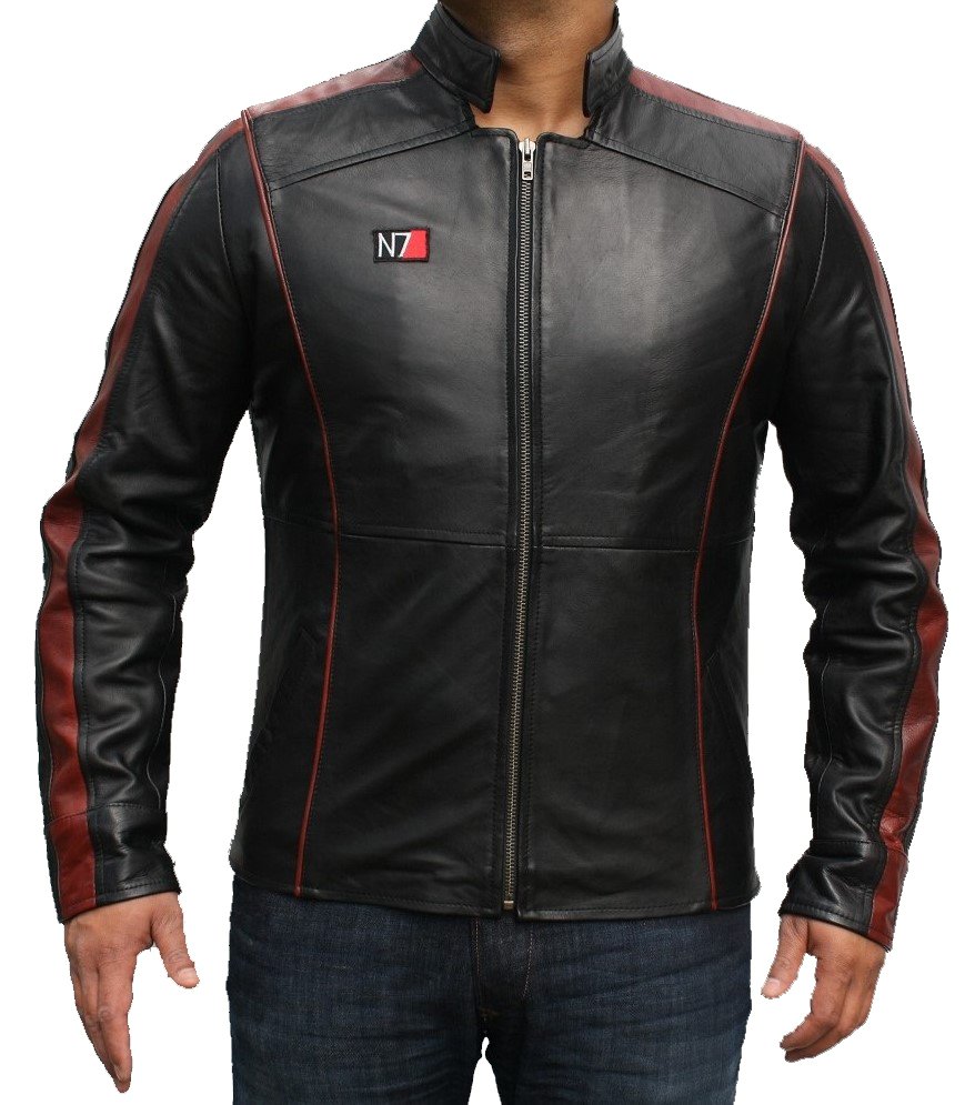 ens N7 Mass Effect 3 Commandar Shepard Balck Genuine Leather Jacket Hand Made All Sizes Available