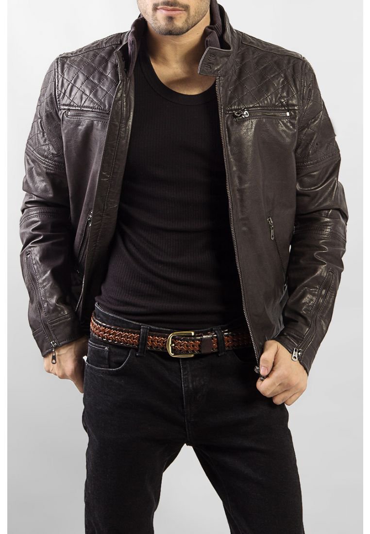 Bomber Jacket Mens Leather Jacket Original Leather Hand Made Brown/ Black Colour All Sizes Available