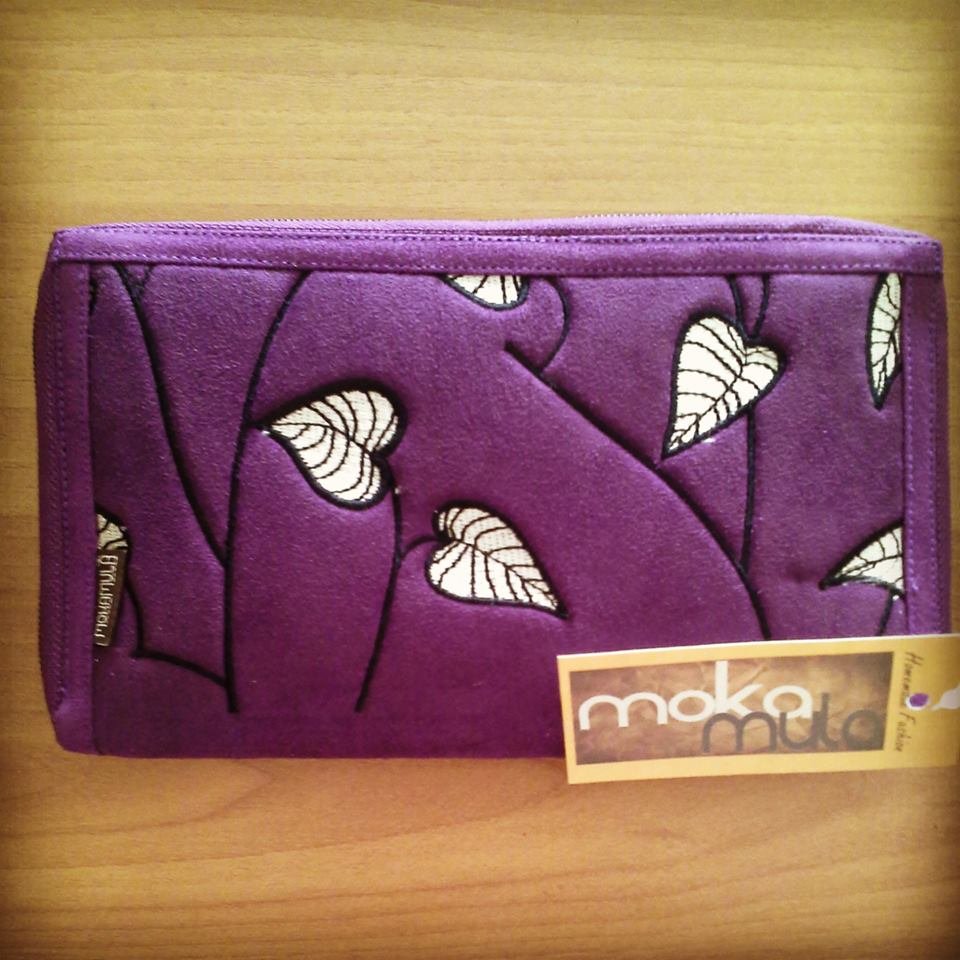 real suede clutch bag & cell phone organizer with ethnic embroidery motif