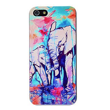 Watercolor Drawing of Elephant Mother and Child Aluminium Plastic Hard Back Case for iPhone 5/5S
