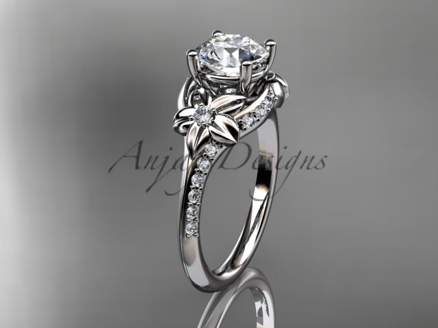 14kt white gold diamond floral wedding ring, engagement ring ADLR125