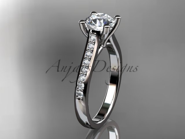 Platinum diamond unique engagement ring, wedding ring ADER116