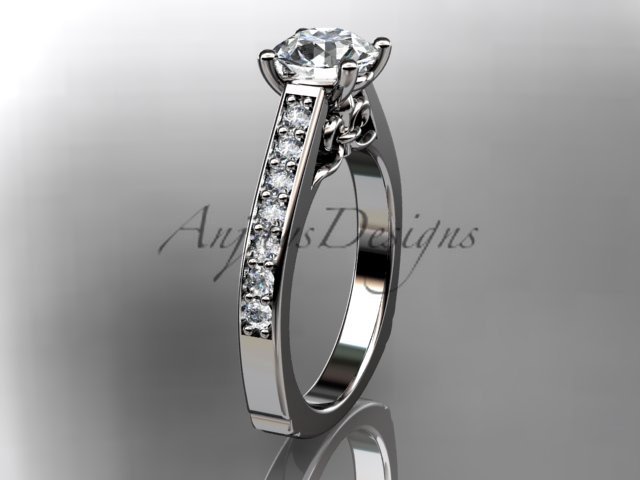 Platinum diamond unique engagement ring, wedding ring ADER114