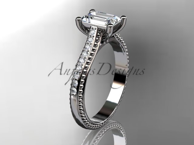 14kt white gold diamond unique engagement ring, wedding ring ADER113